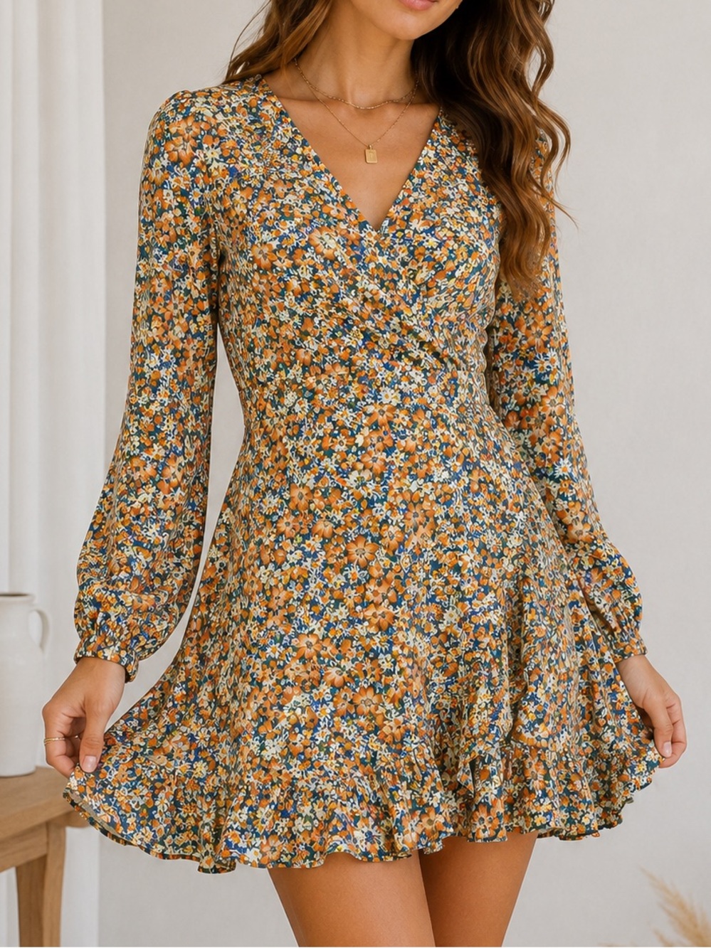 Lili Lola floral wrap mini dress size small